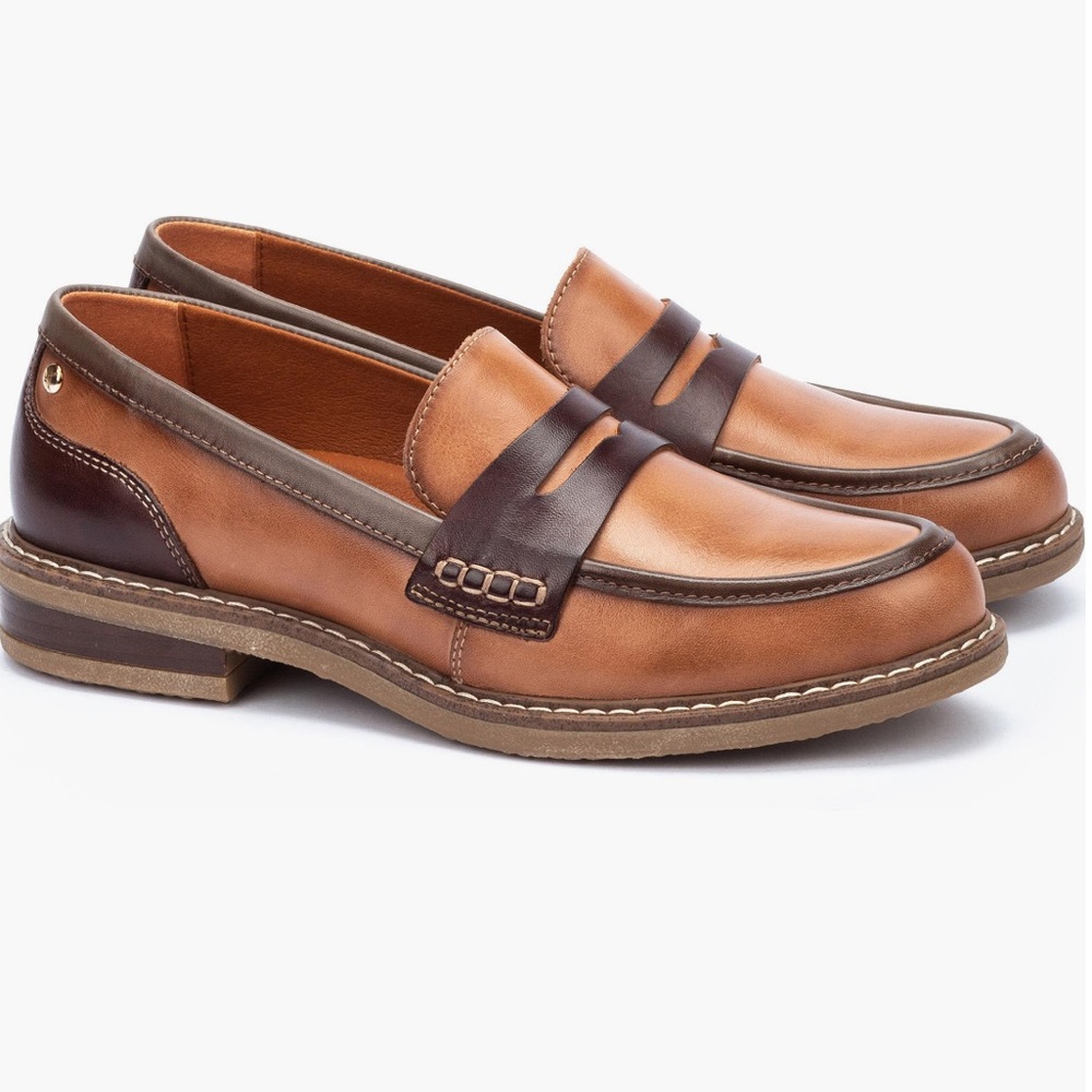 PIKOLINOS Tan and Brown Leather Loafers women’s penny loafers